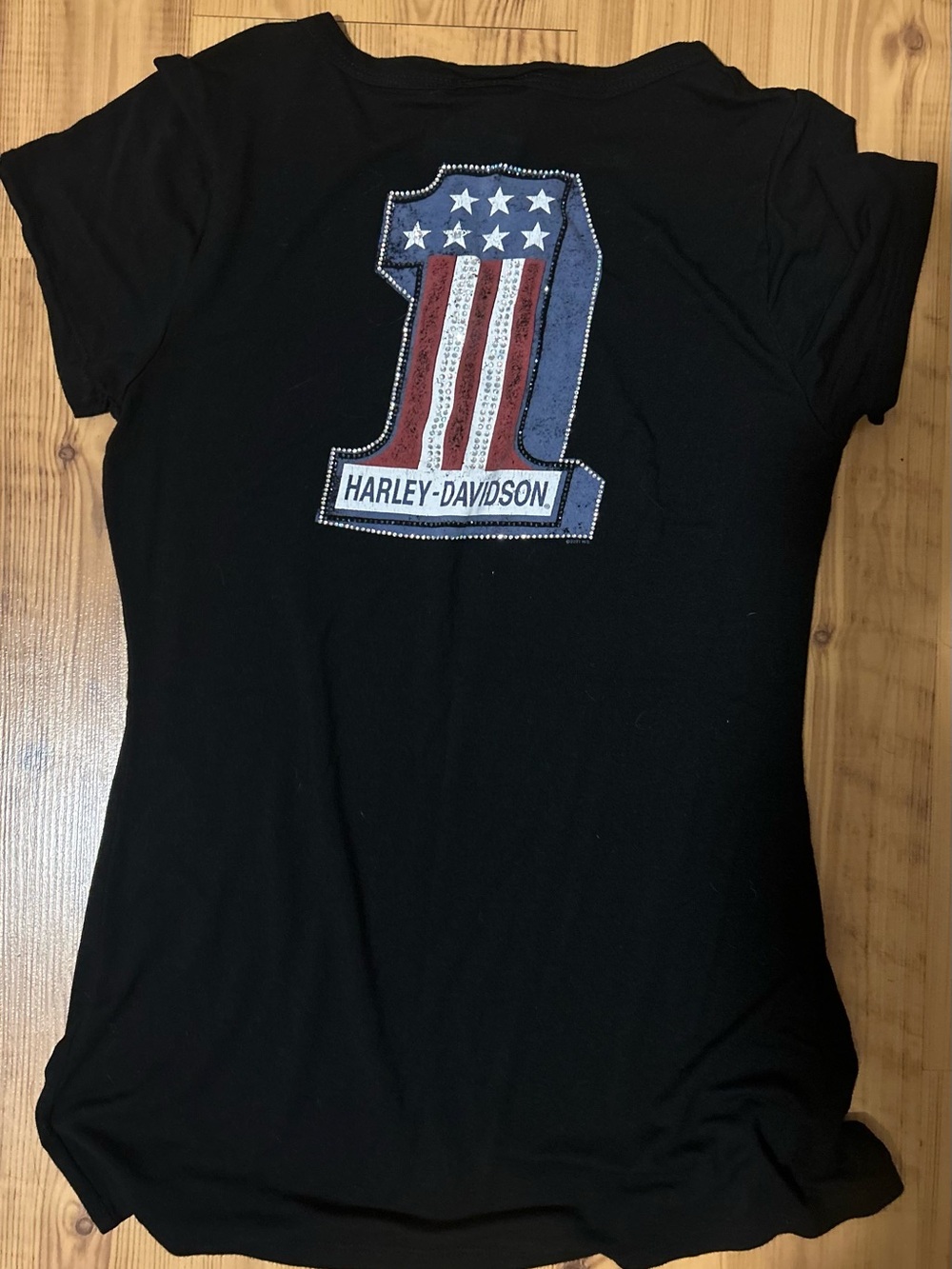 Harley-Davidson Black Lace-Up Short Sleeve Tee with Copper Logo - Picture 4 of 11